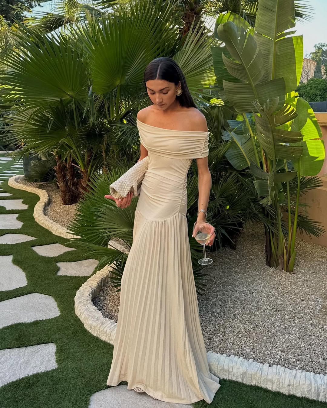 Kamara | Off-the-Shoulder Pleated Maxi Dress