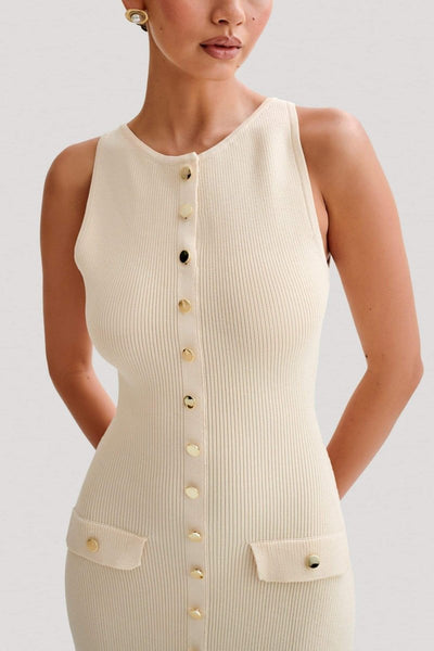 Fiona | Knitted Sleeveless Maxi Dress