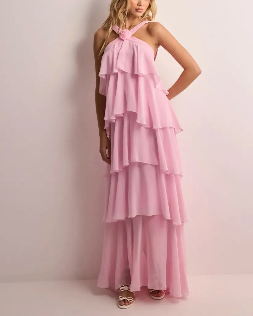 Amira | Ruffle Backless Maxi Dress