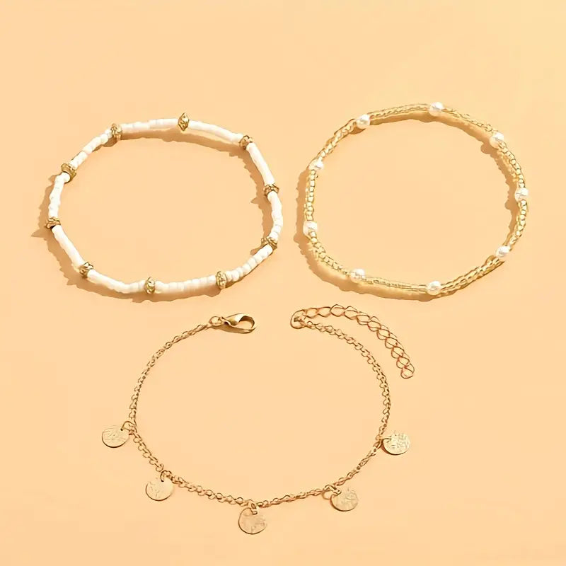 Keridwen | Pearl Accent Multi-Layered Anklet
