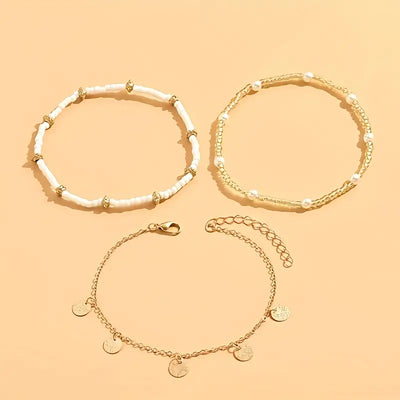 Keridwen | Pearl Accent Multi-Layered Anklet
