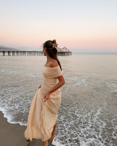 Kamara | Off-the-Shoulder Pleated Maxi Dress