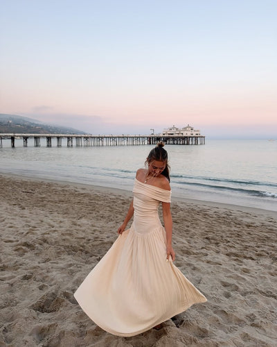 Kamara | Off-the-Shoulder Pleated Maxi Dress