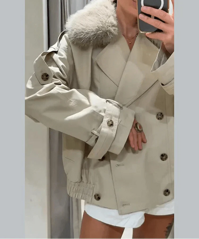 Camille trench coat with faux fur