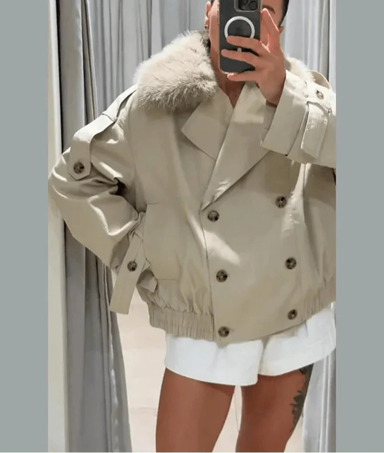 Camille trench coat with faux fur