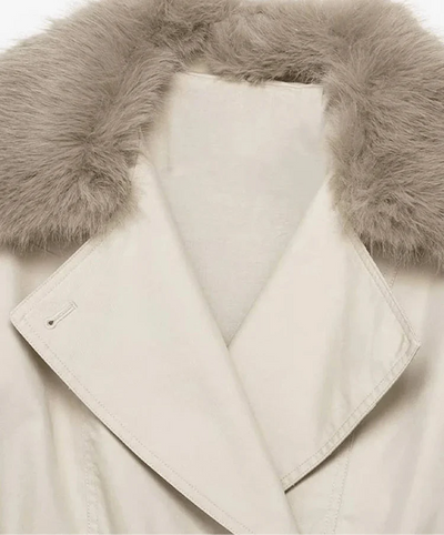 Camille trench coat with faux fur