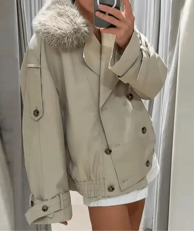 Camille trench coat with faux fur