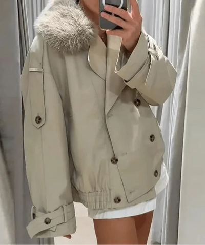 Camille trench coat with faux fur