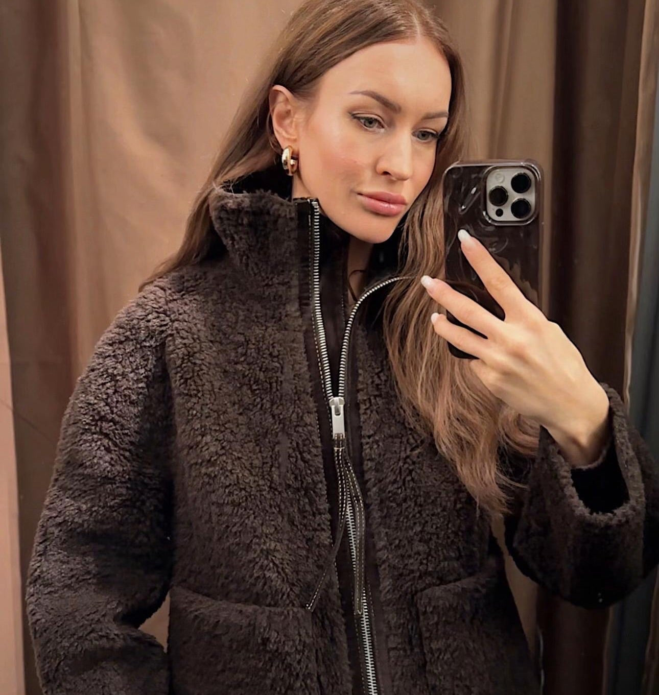 Carol jacket with stand-up collar made of faux fur