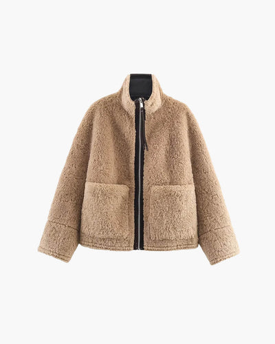 Carol jacket with stand-up collar made of faux fur
