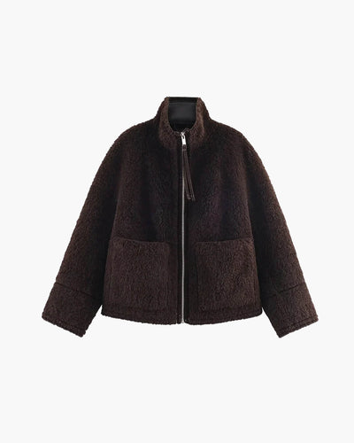 Carol jacket with stand-up collar made of faux fur
