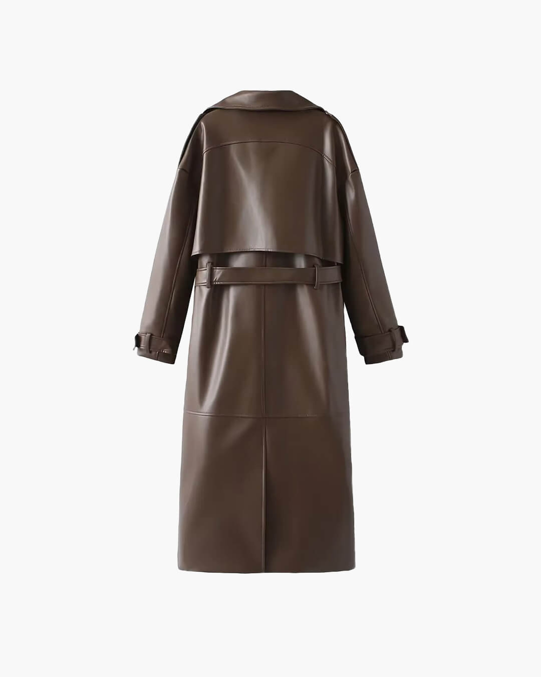 Cassy Maxi Trench Coat in Faux Leather