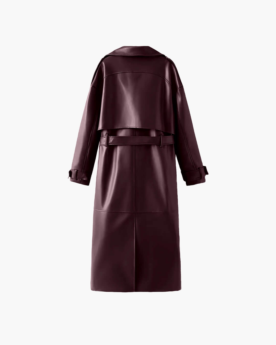 Cassy Maxi Trench Coat in Faux Leather