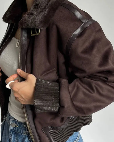 Esme suede short bomber jacket