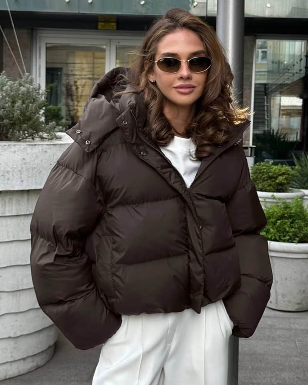 Sylvia Quilted Cropped Puffer Jacket with Hood