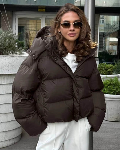 Sylvia Quilted Cropped Puffer Jacket with Hood