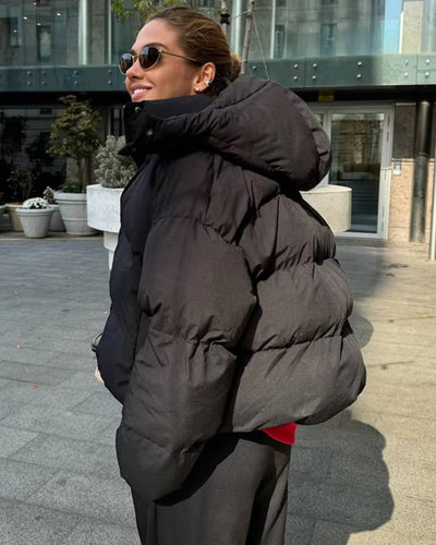 Sylvia Quilted Cropped Puffer Jacket with Hood