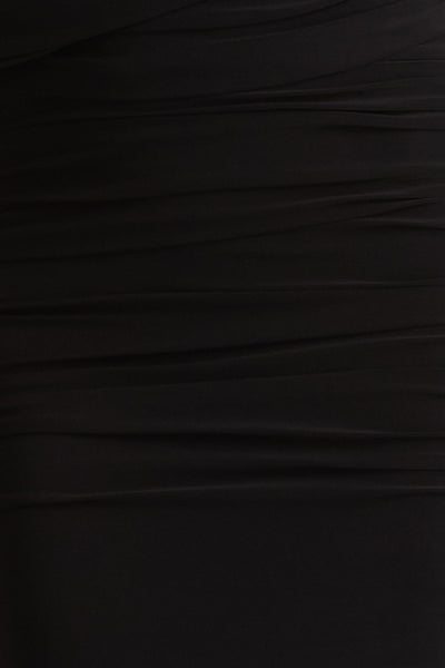 Glitz | Black High-Neck Maxi Dress With Cape Sleeve and Ruched Detail