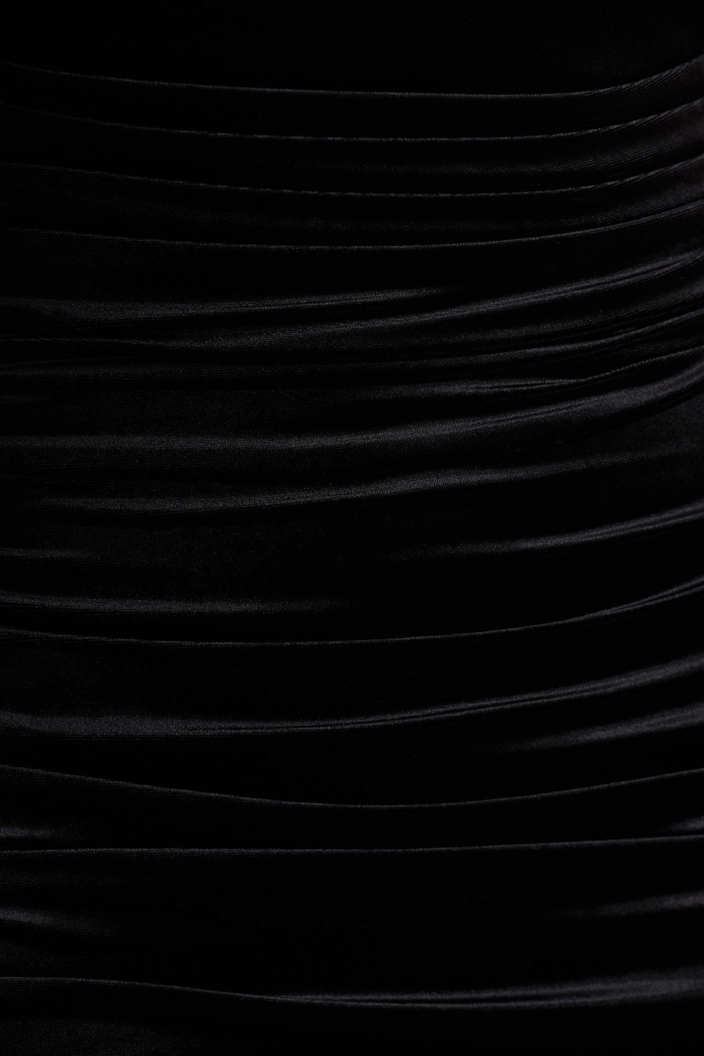 Chrissy | Black Velvet Square-Neck Midi Dress With Mesh-Sleeves And Ruched Detailing