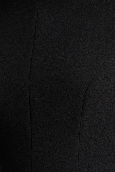 Pepita | Black High-Neck Tailored Maxi Dress With Drop-Waist And Satin Skirt