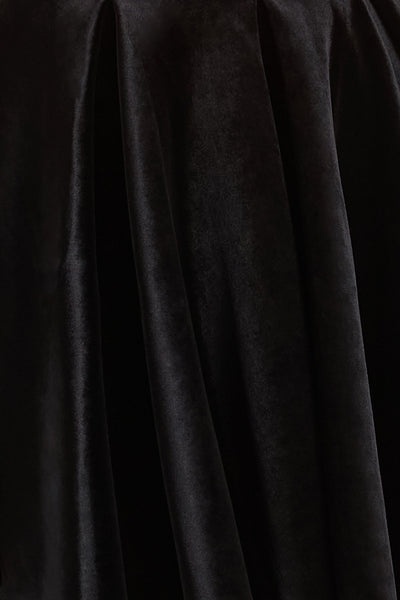 Leticia | Black Asymmetric-Neck Velvet Mini Dress With Twist-Sleeve