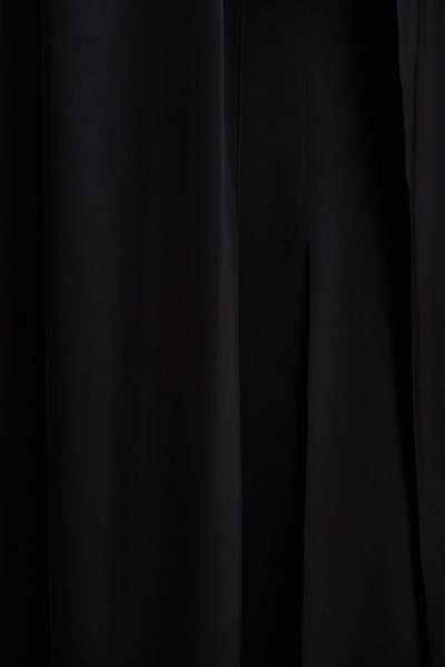 Wren | Black Satin Sweetheart-Neck Maxi Dress With Cape Sleeves