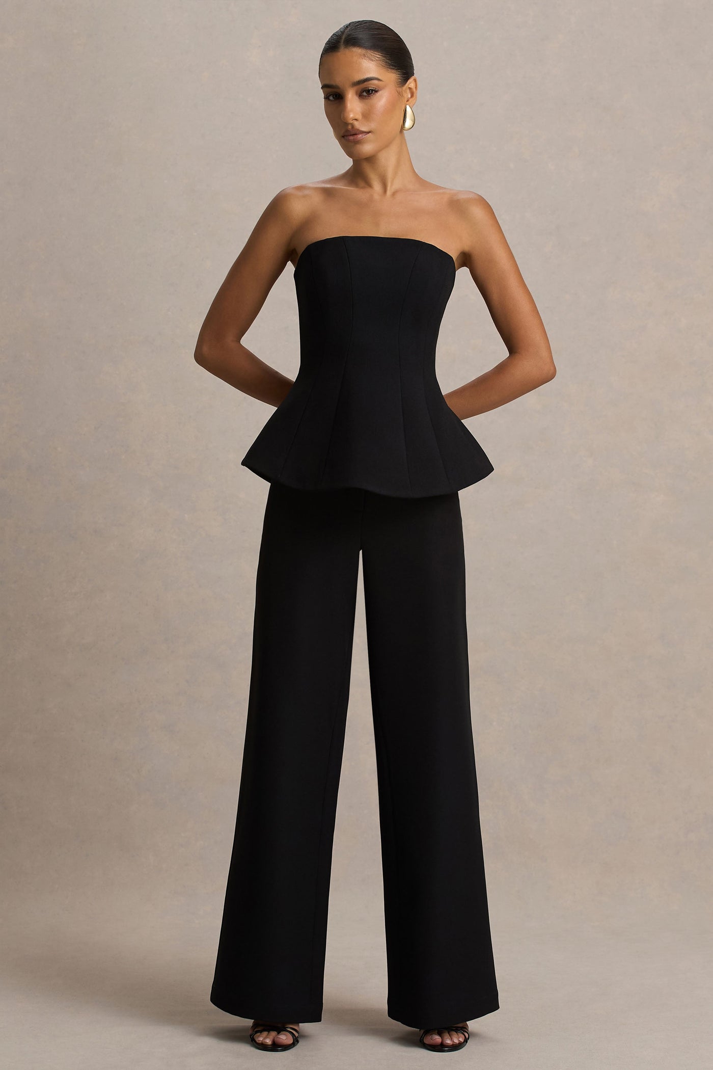 Silvia | Black Straight-Leg Trousers