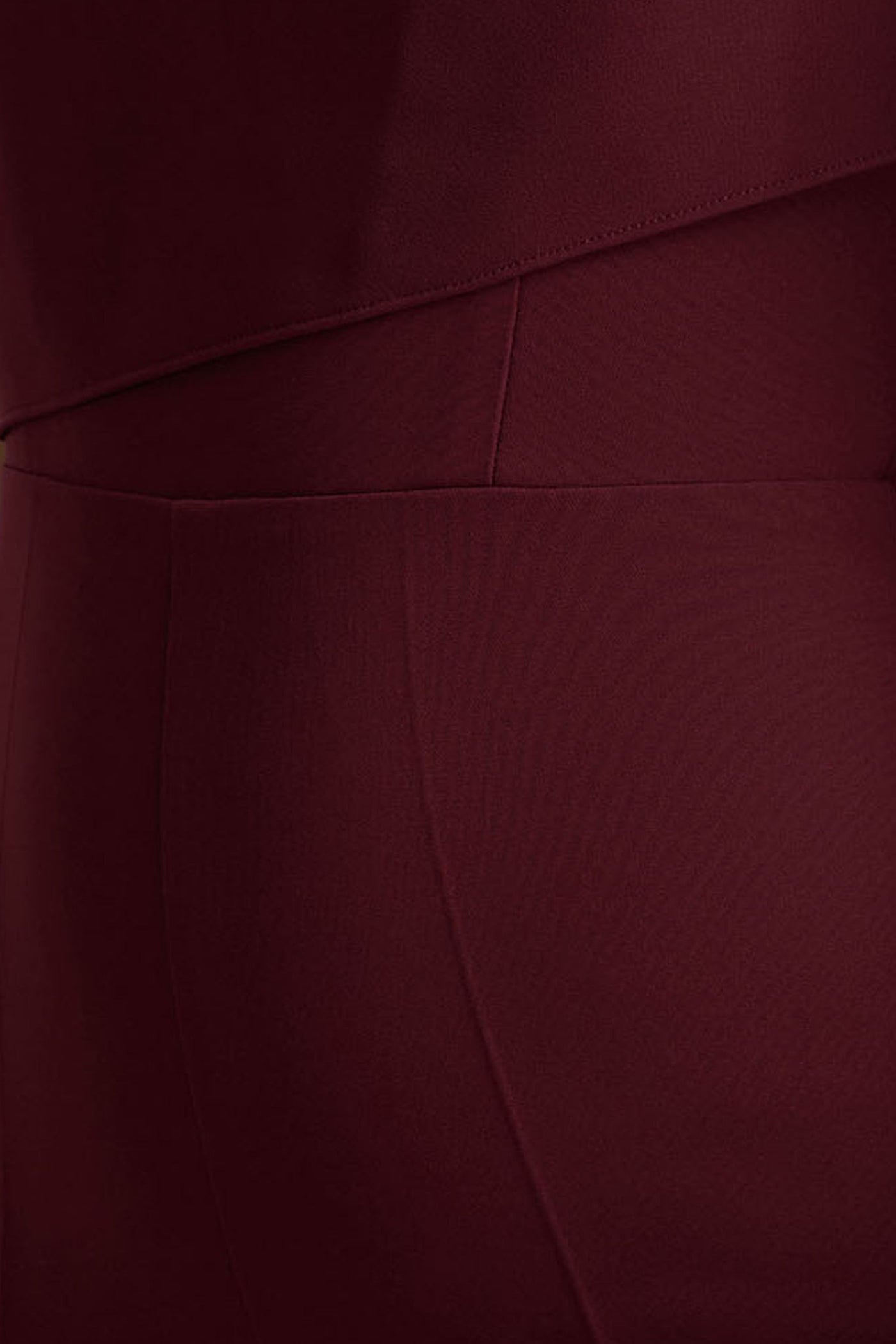 Sorenia | Burgundy High-Neck Jumpsuit With One-Cape Sleeve