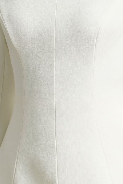 Pepita | Cream High-Neck Tailored Maxi Dress With Drop-Waist And Satin Skirt