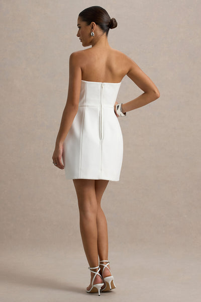 Bobbie | White Embellished Bandeau Mini Dress