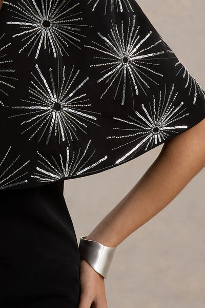 Agnella | Black Embellished V-Neck Maxi Dress