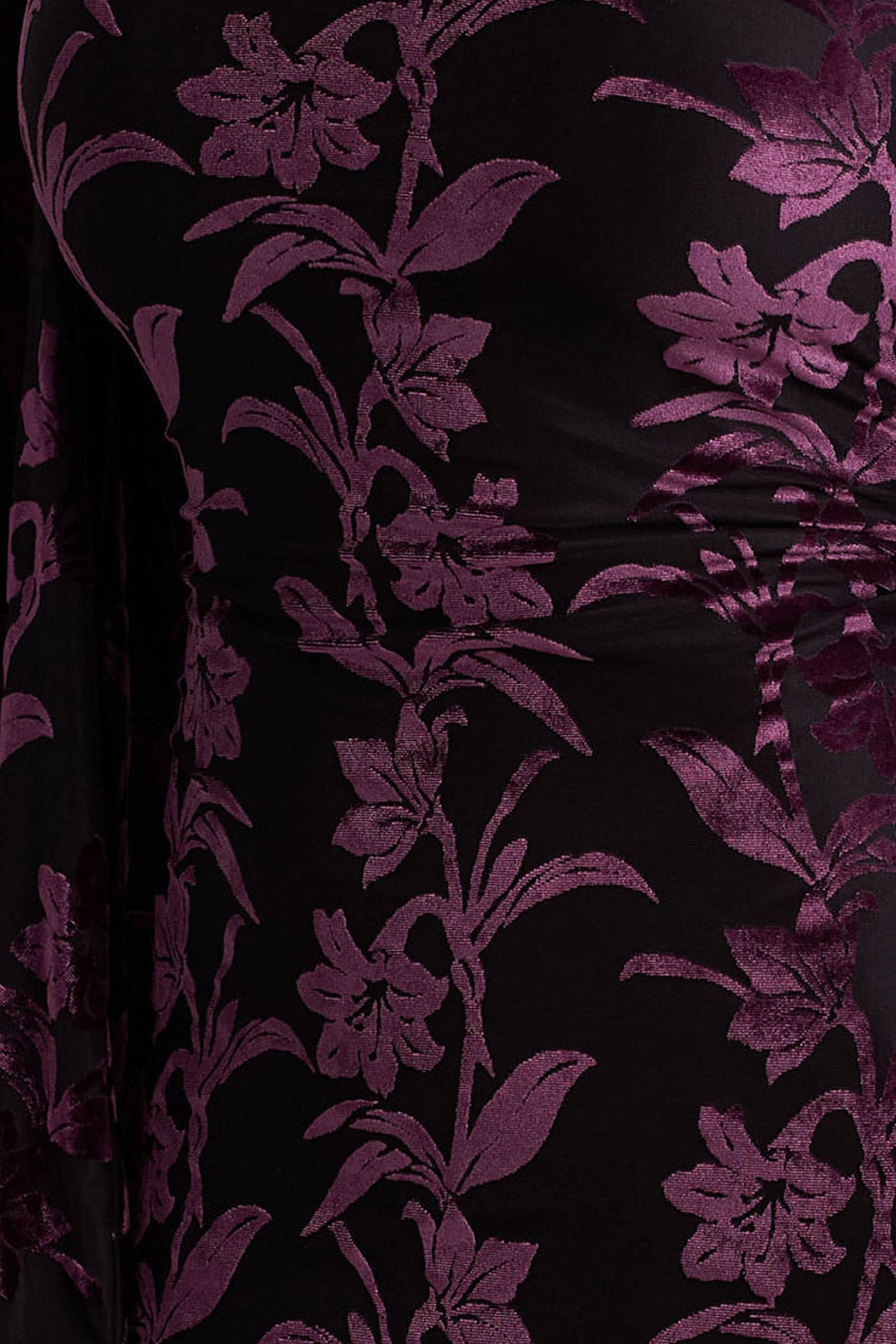 Janet | Black And Burgundy Devore High-Neck Maxi Dress With Cut-Out Details