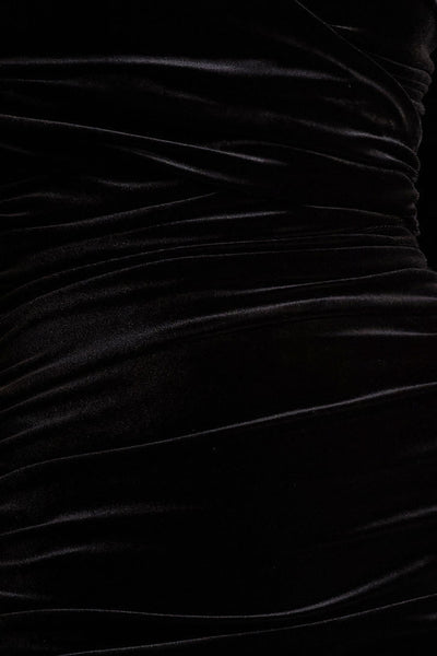 Paloma | Black Velvet Bandeau Maxi Dress With Scarf