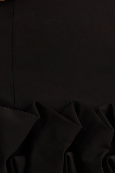 Geneve | Black Halter-Neck Mini Dress With Ruffled Trim