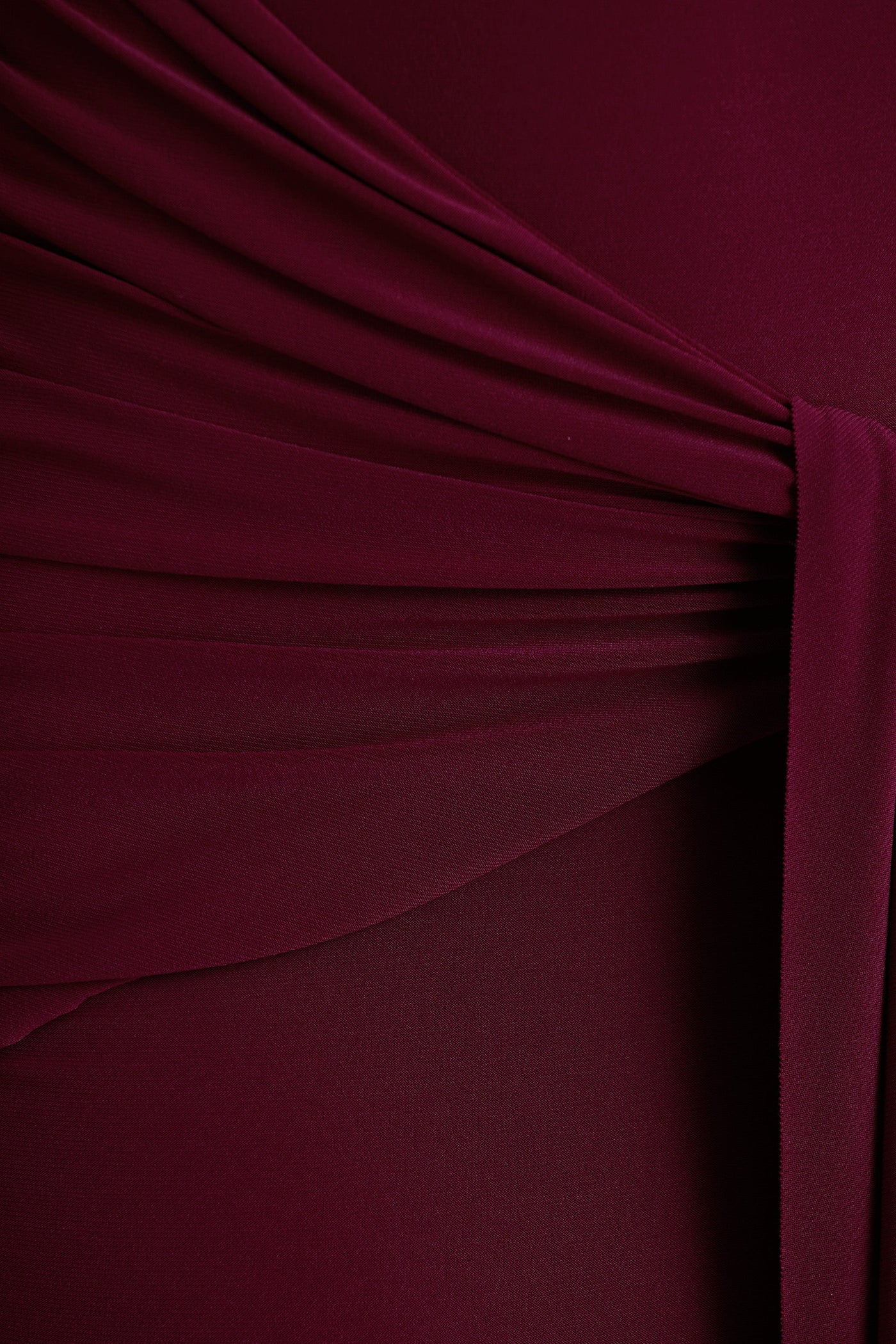 Pietra | Berry High-Neck Long Sleeve Knot Maxi Dress