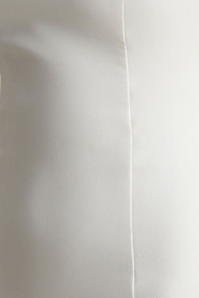 Geneve | White Halter-Neck Mini Dress With Ruffled Trim