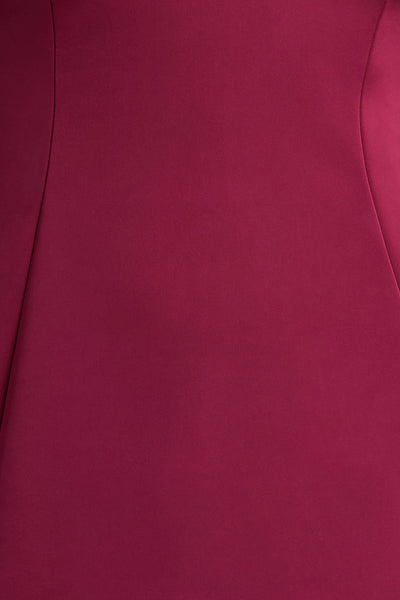 Elara | Burgundy Satin Plunge-Neck Mini Dress
