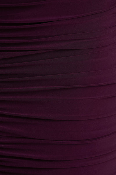 Pasqualina | Plum Ruched Plunge-Neck Maxi Dress