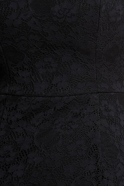 Alissa | Black Lace Square-Neck Midi Dress