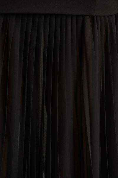 Jaquetta | Black Belted Maxi Dress With Pleated Chiffon Skirt