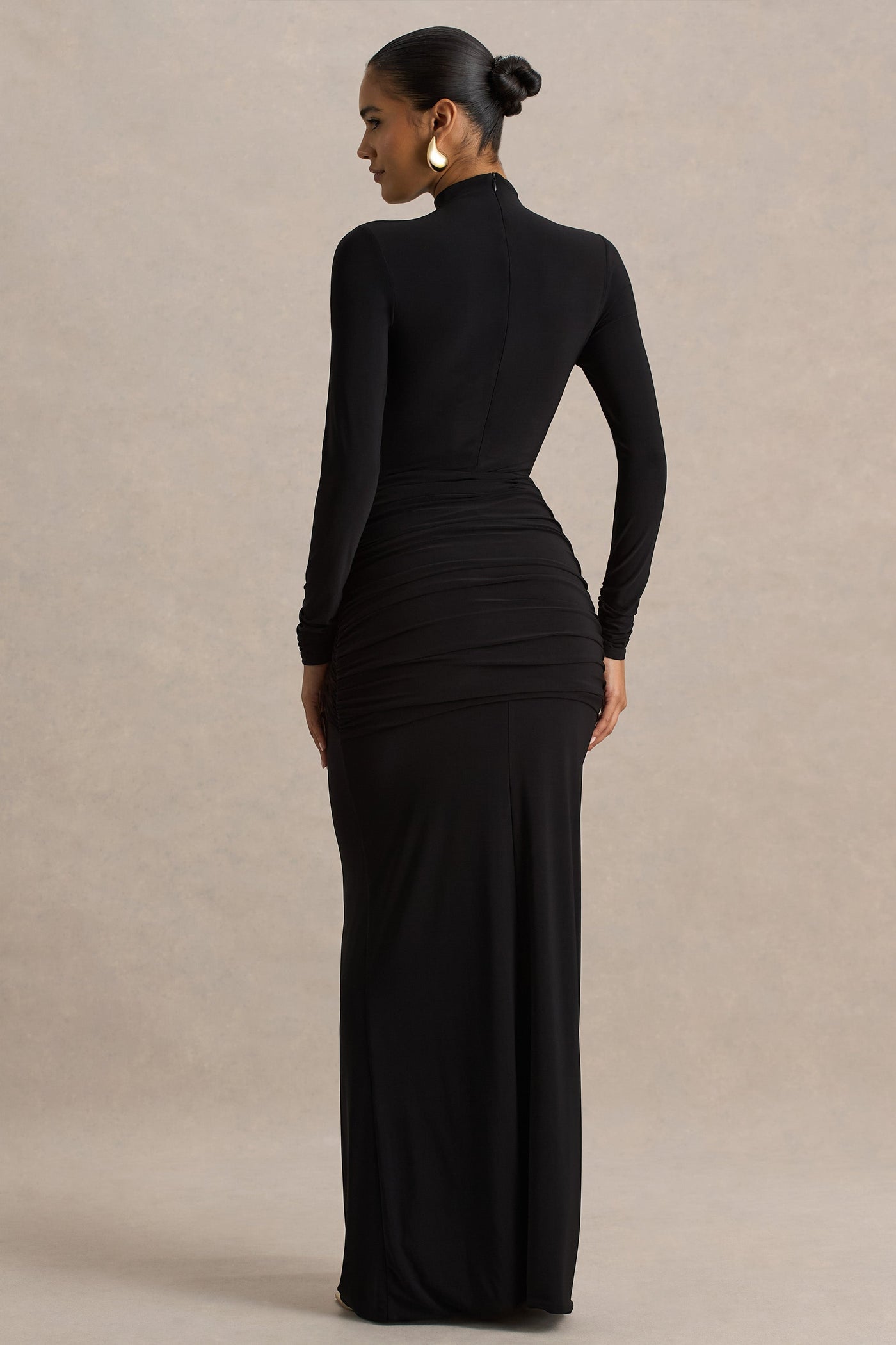 Alula | Black High-Neck Maxi Dress With Twist Detail