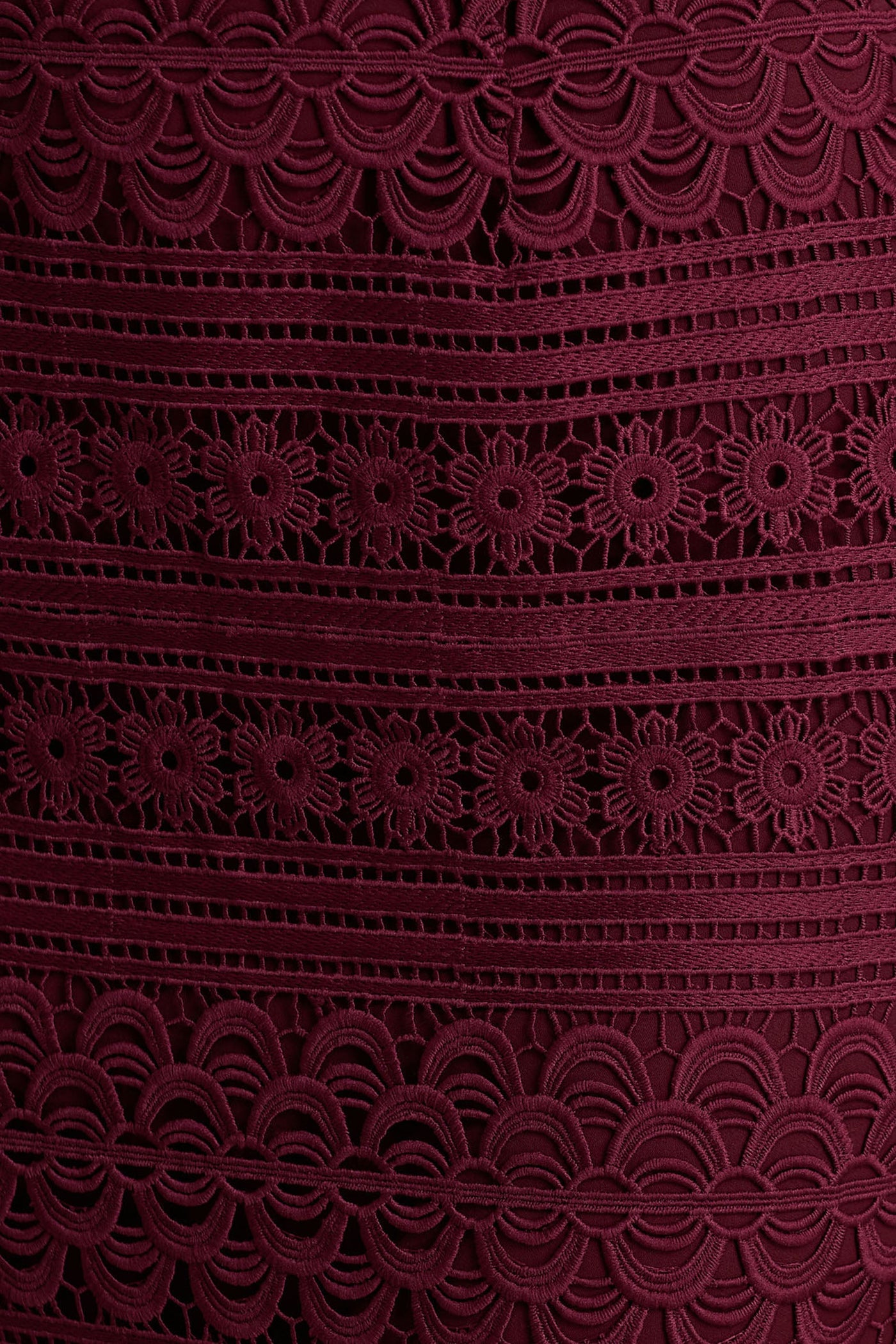 Secret | Burgundy Bandeau Lace Midi Dress With Scarf Detail