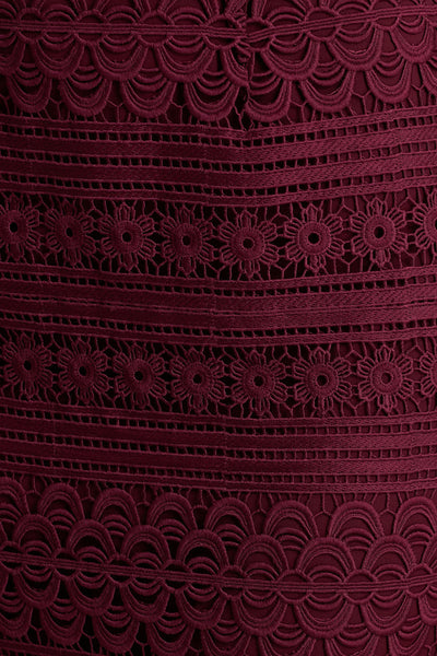Secret | Burgundy Bandeau Lace Midi Dress With Scarf Detail
