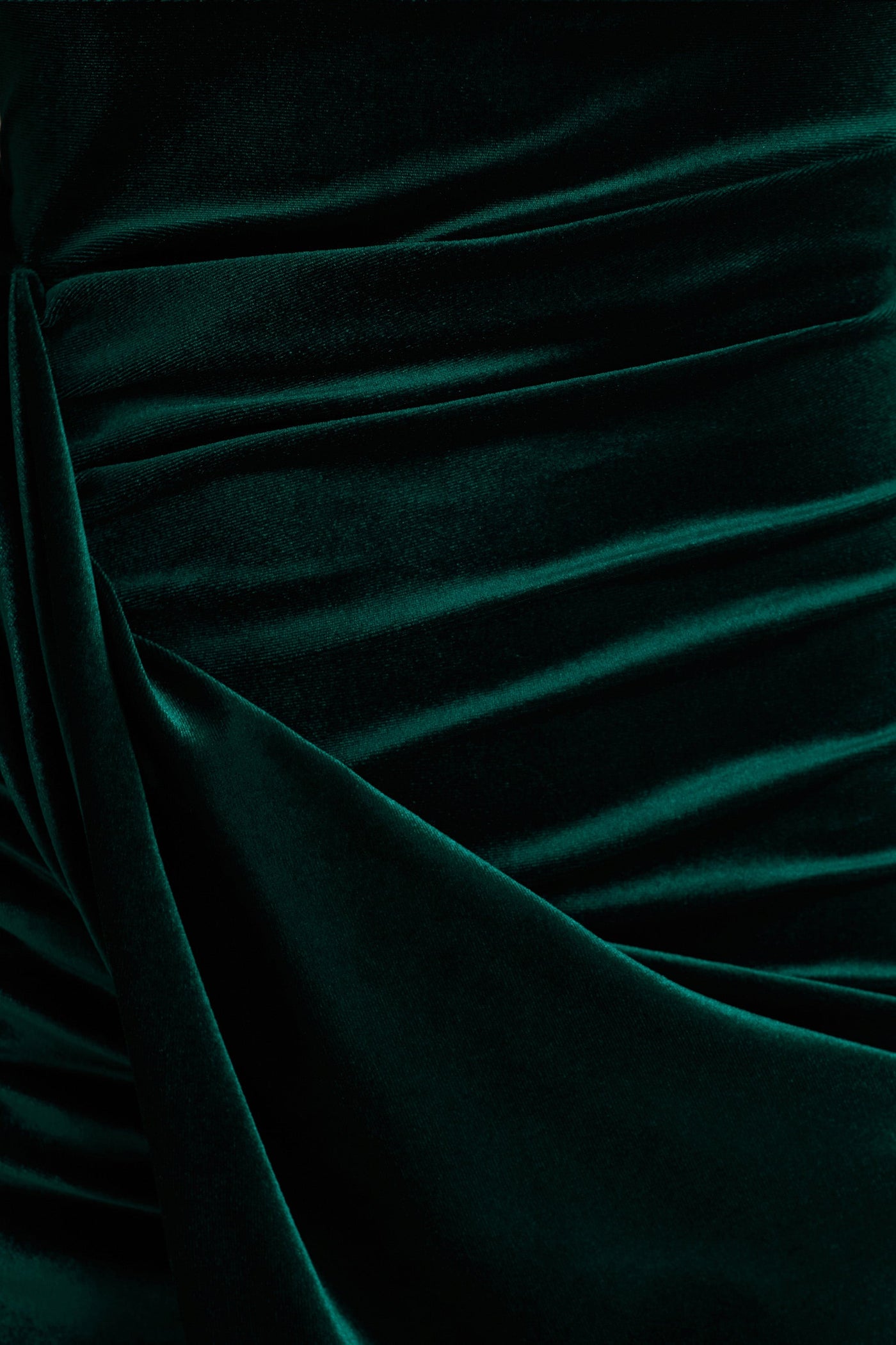 Wishes | Bottle Green Velvet High-Neck Maxi Dress With Wrap Skirt