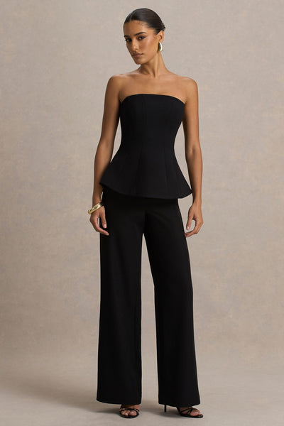 Silvia | Black Straight-Leg Trousers