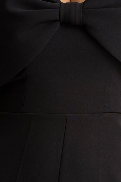 Vivid | Black Plunge-Neck Jumpsuit With Bow-Detail