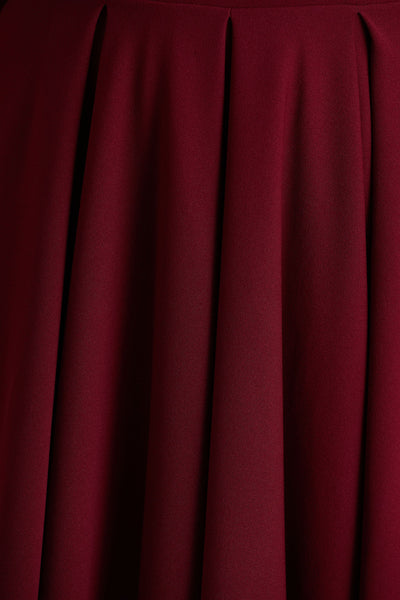 Isabella | Burgundy Bardot-Neck Midi Dress