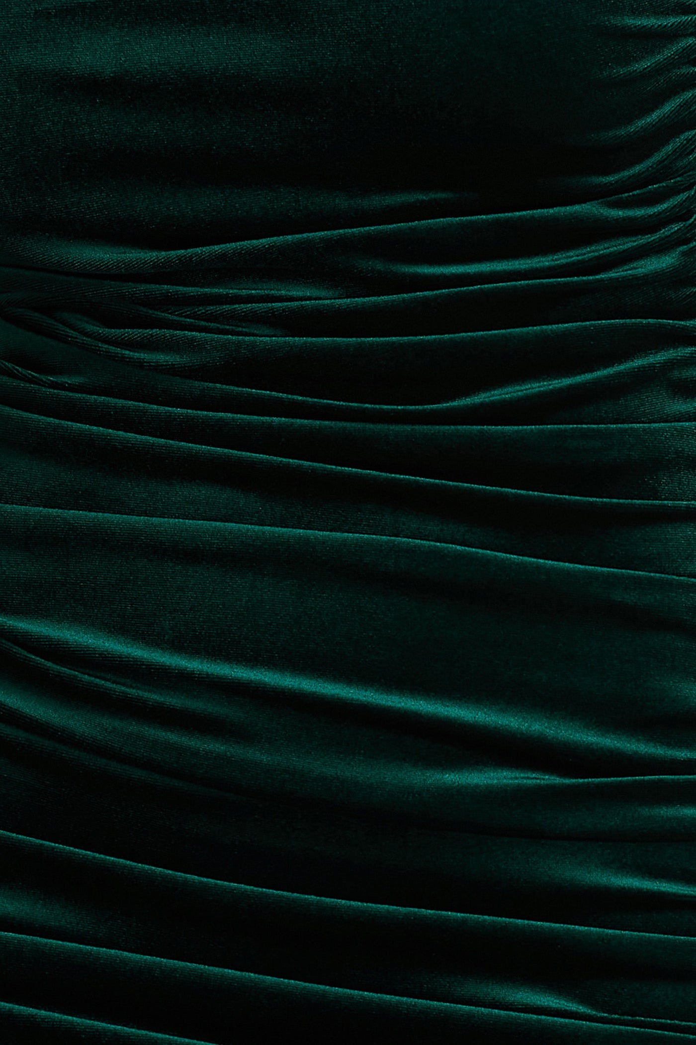 Treat | Bottle Green Velvet Asymmetric-Neck Maxi Dress With Ruched Detailing